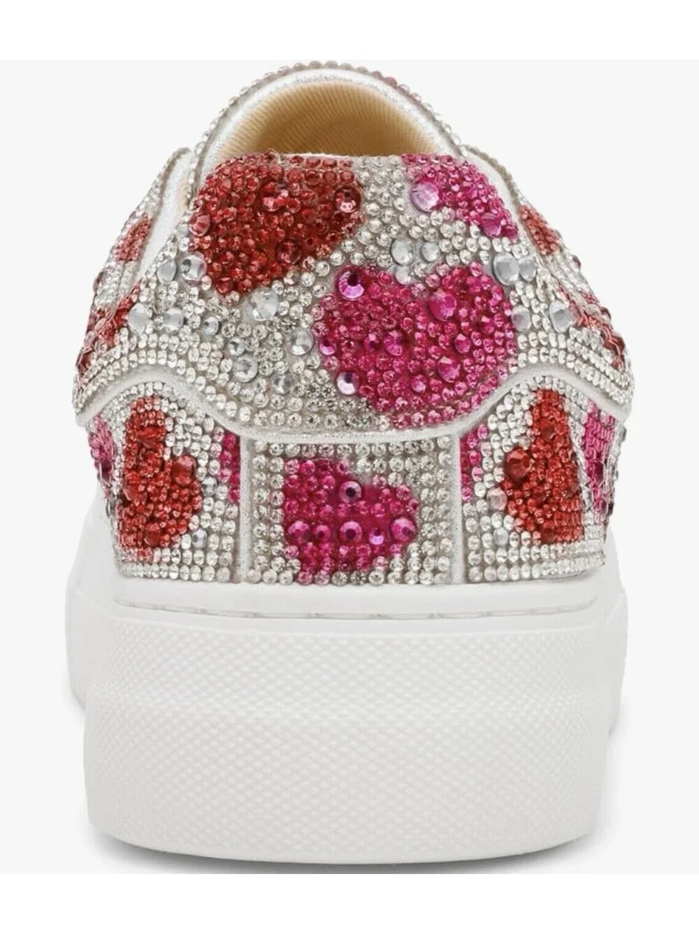 Blue By Betsey Johnson Heart Rhinestone Sidny Platform Sneakers Size 11 Pink/Red